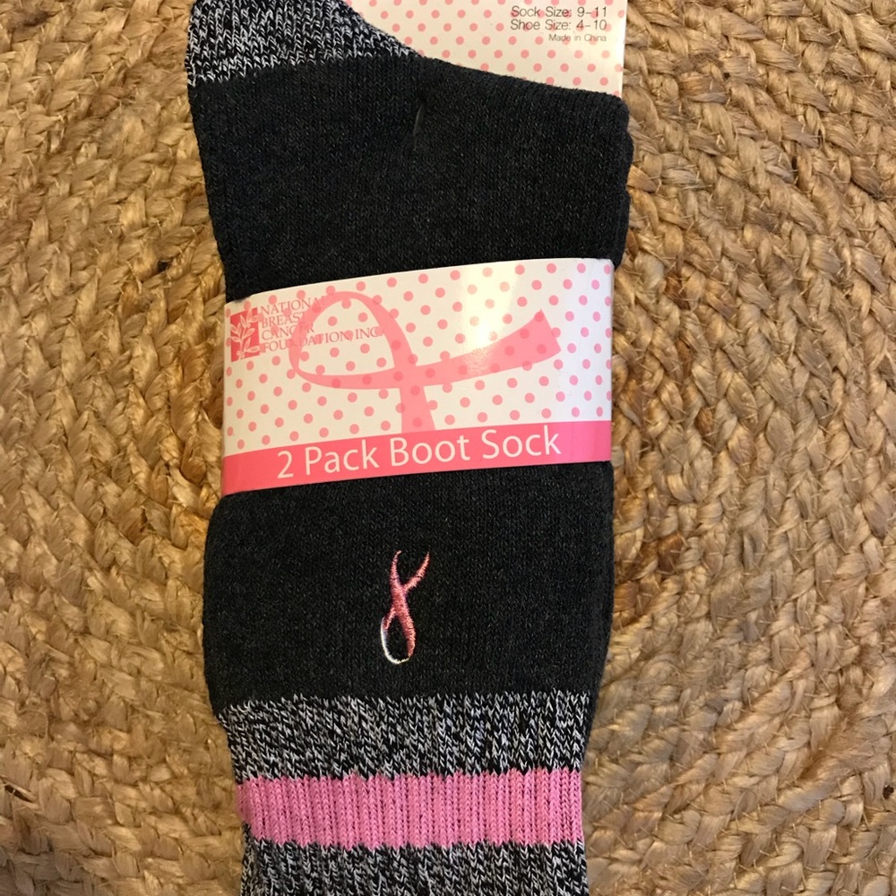 Breast Cancer Awareness 2 Pack Boot Socks